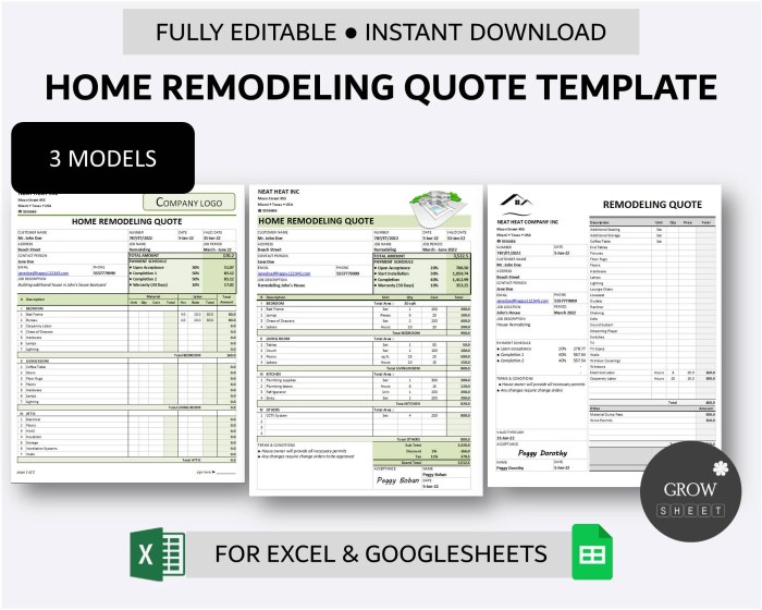 Printable Home Remodeling Quote Template Construction Price - Etsy Printable Home Remodeling Quote Template Construction Price - Etsy